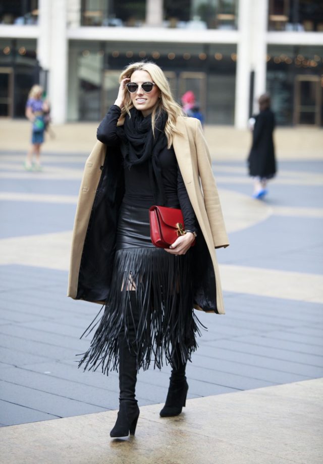 NYFW Day 1, Fringe Skirt, Over the knee boots - 01