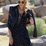 Cropped Leather Moto Jacket & Printed Dress in Joshua Tree