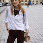Leather Pants & White Button Down in Paris