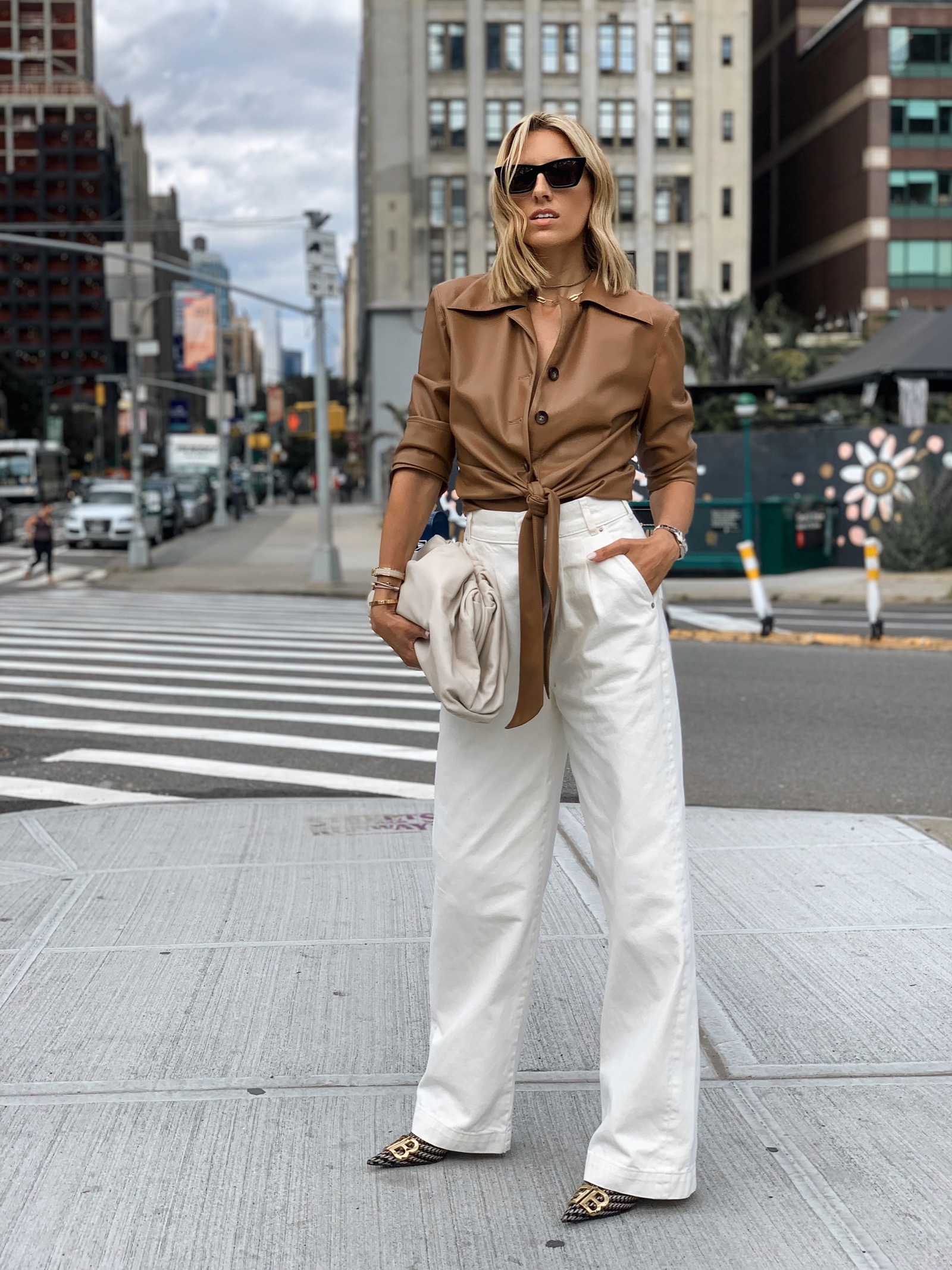 NYFW, farfetch, Nanushka, Street Style, OOTD, NYFW SS20, Zara, Bottega Veneta Clutch, vegan leather