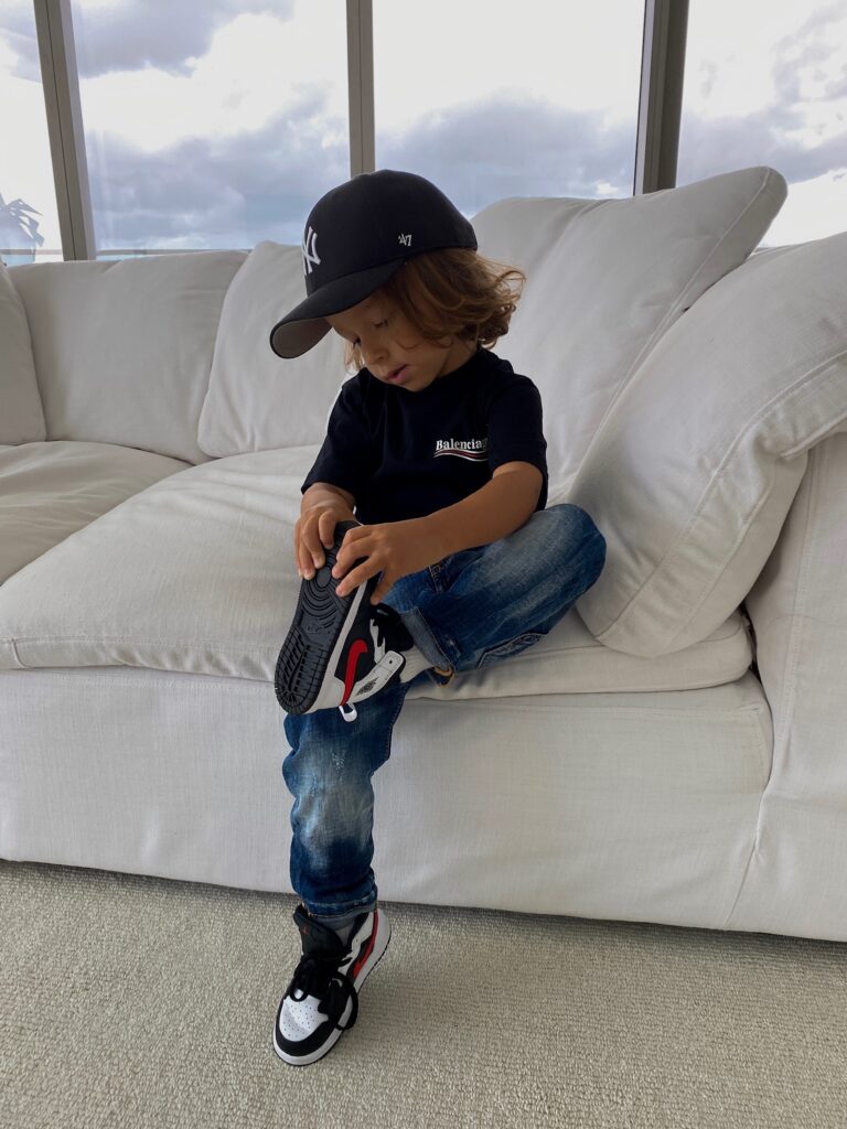 kids balenciaga, kids balenciaga tshirt, toddler nike dunks, toddler high top sneakers, toddler style inspo, toddler boy style inspo, toddler ootd, melijoe, melijoe apparel