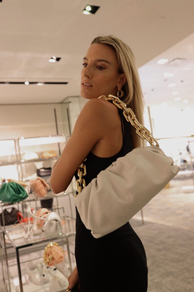 bottega veneta bag, neiman marcus store, neiman marcus in-store shopping, neiman marcus ad, bal harbour neiman marcus, neiman marcus miami, enza costa, enza costa midi dress, luxury handbags