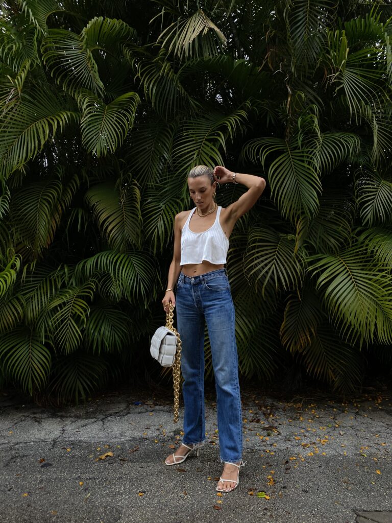 sofia richie x revolve, revolve ambassador, sofia richie top, citizens of humanity denim, high rise 90s originals, bottega veneta shoe, bottega veneta bag, electric picks, stone and strand