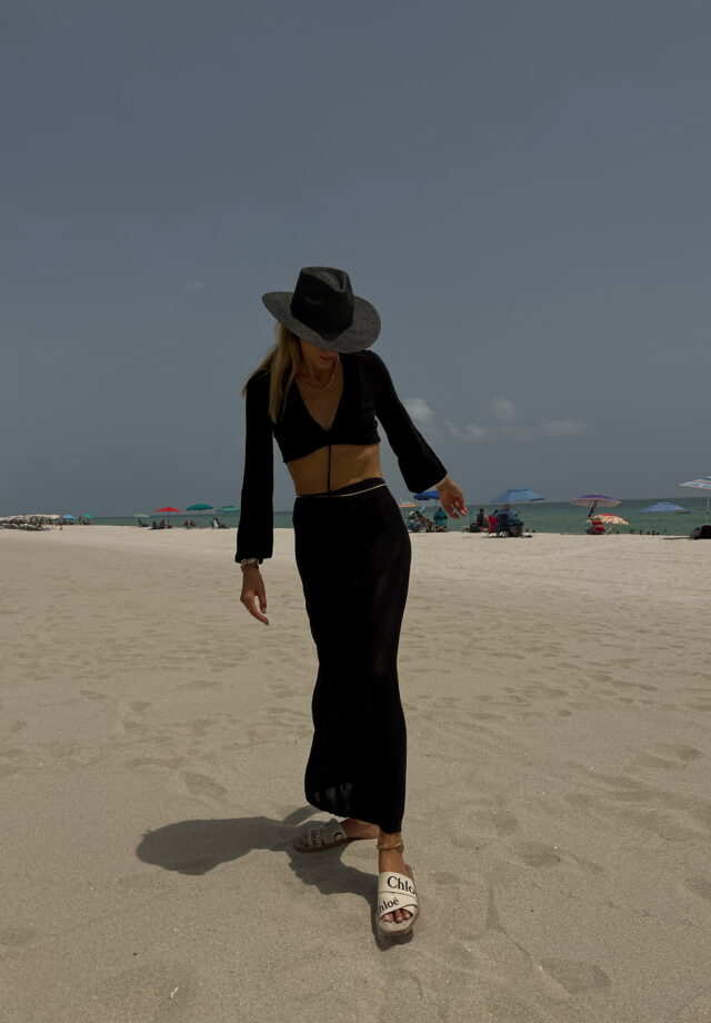 devon windsor bridget skirt, devon windsor maxi skirt, devon windsor benny top, chloe sandals, lack of color hat