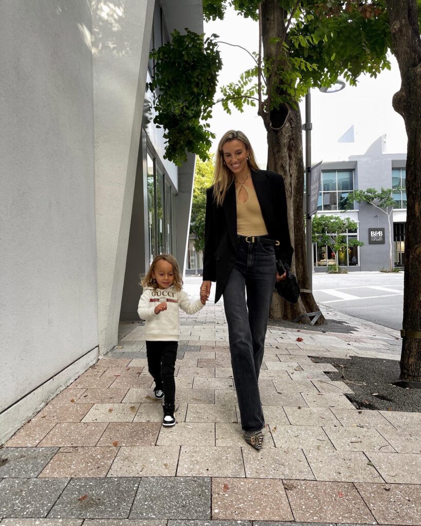 atoir tank, revolve ambassador, atoir, GRLFRND denim, high rise boot cut jeans, electric picks, balenciaga booties, jodie mini leather tote, bottega veneta, gucci kids, air jordan kids, melijoe, black oversized blazer, khaite belt, bambi leather belt, fall fashion inspo