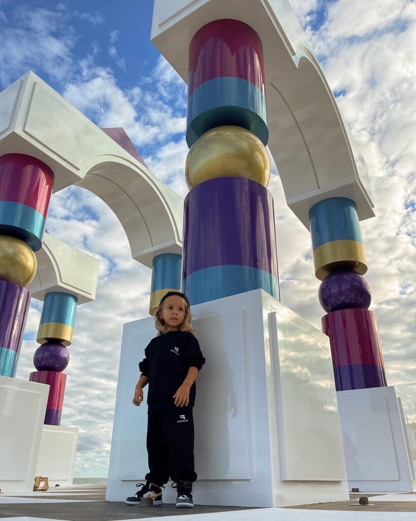 balenciaga kids, balenciaga kids loungewear set, toddler art basel looks