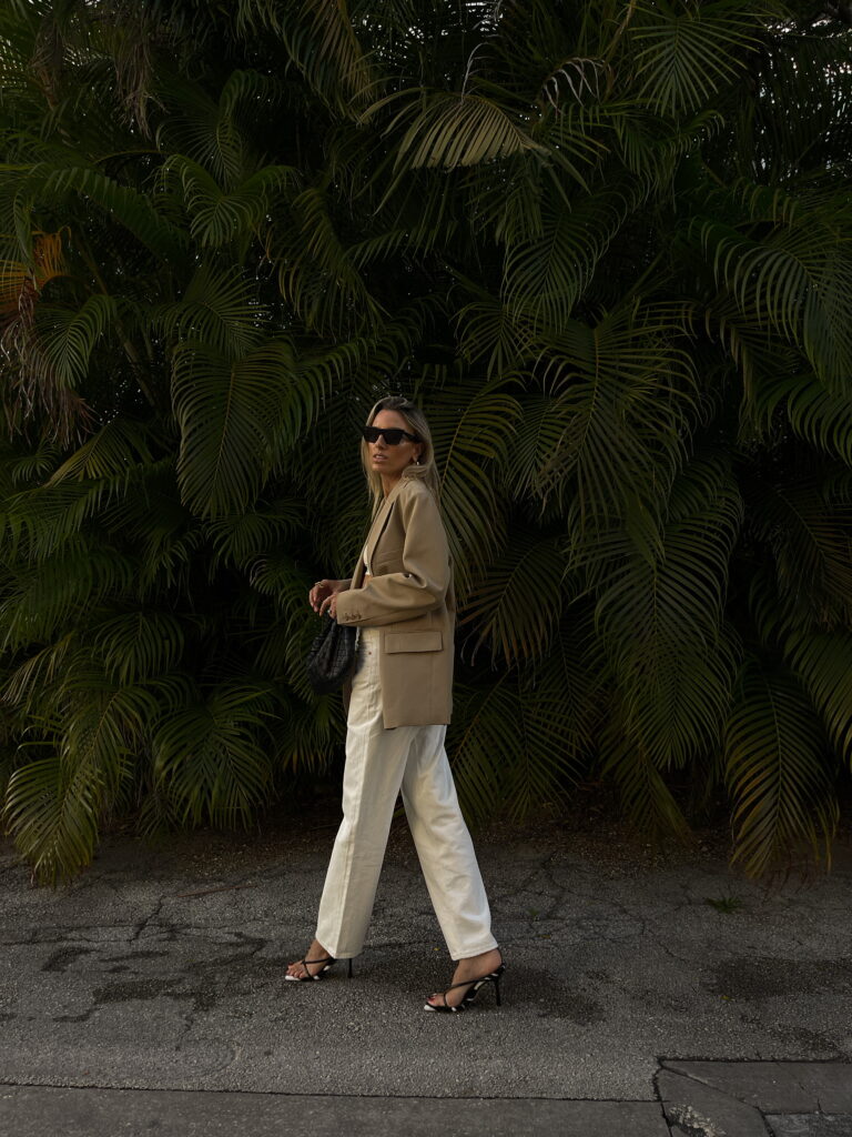 lisa dicicco, lisa dicicco cahue, lisa d influencer collection, lisa d clothing line, lisa d blazer, bottega veneta sandal, bottega veneta zebra print shoe, celine bra, celine bra top, electric picks harden necklace, celine sunnies, white agolde jeans, agolde denim, white agolde criss cross jeans, criss cross jeans